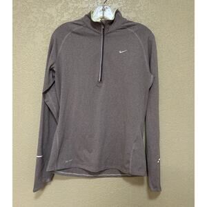 Nike Pullover Womens M Gray 1/2 Zip Running Shirt Performance Dri Fit Element